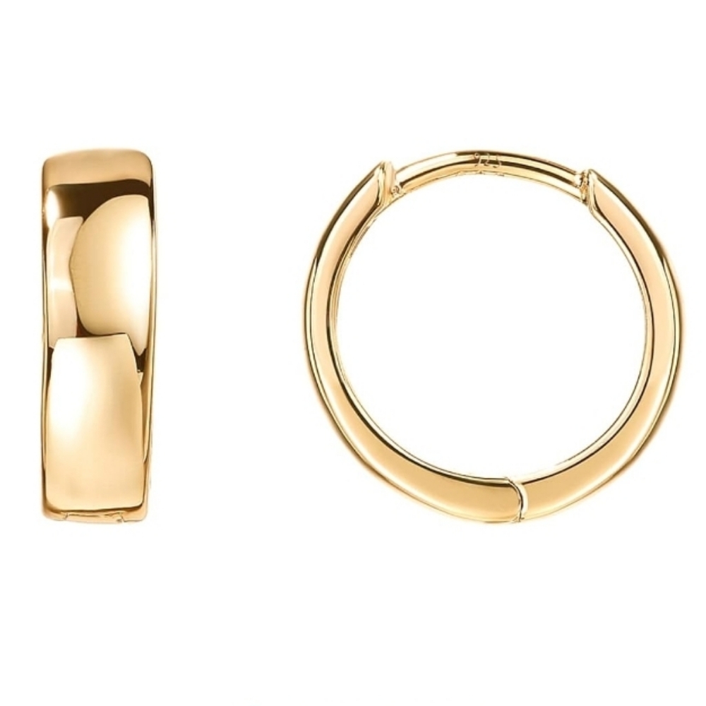 14K Gold Plated Sterling Silver Post Huggie Hoop Earrings